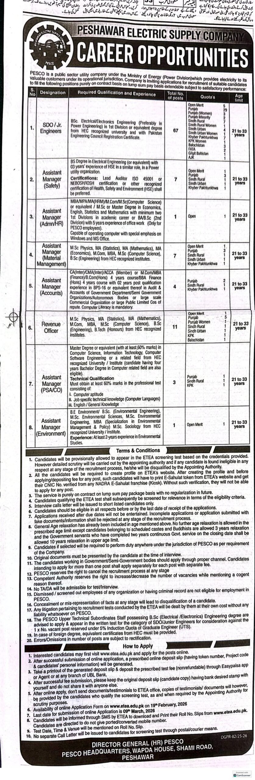 PESCO Jobs 2026 624 Vacancies Announced – Apply Online Before March 9 2026 scaled