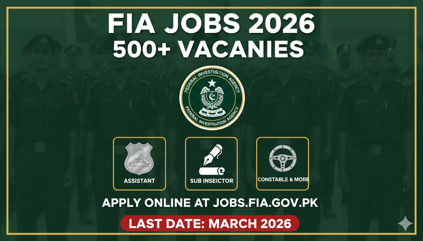 FIA Jobs 2026 500+ Vacancies Announced – Assistant, Sub Inspector, Constable & More – Apply Online